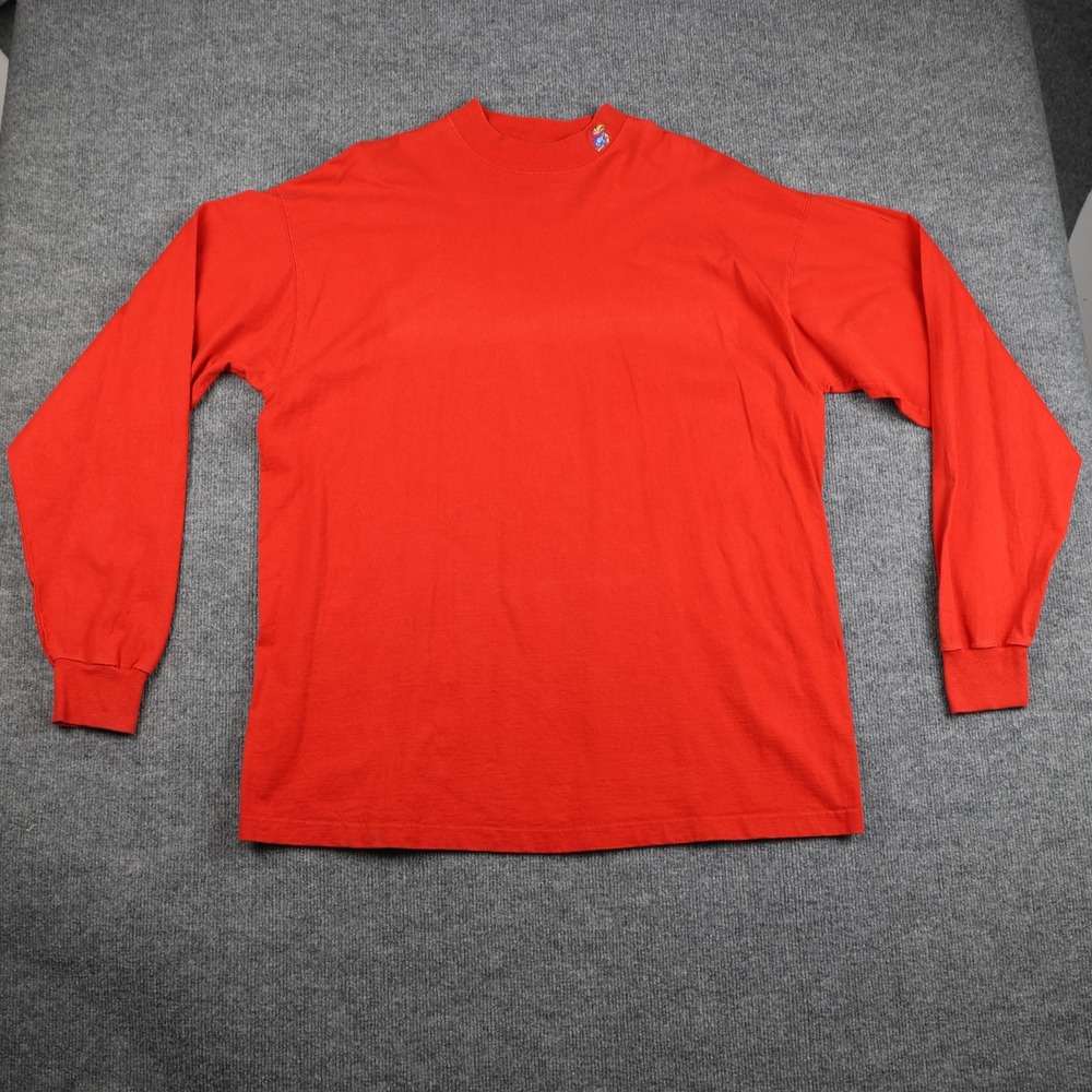 Kansas Jayhawks Shirt‎ Mens 2XL Red Long Sleeve Crewneck NCAA College Cotton